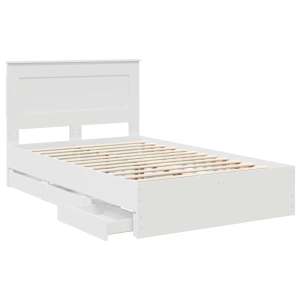 Рамка за легло с чекмедже Бяло 120 x 200 cm Инженерна дървесина