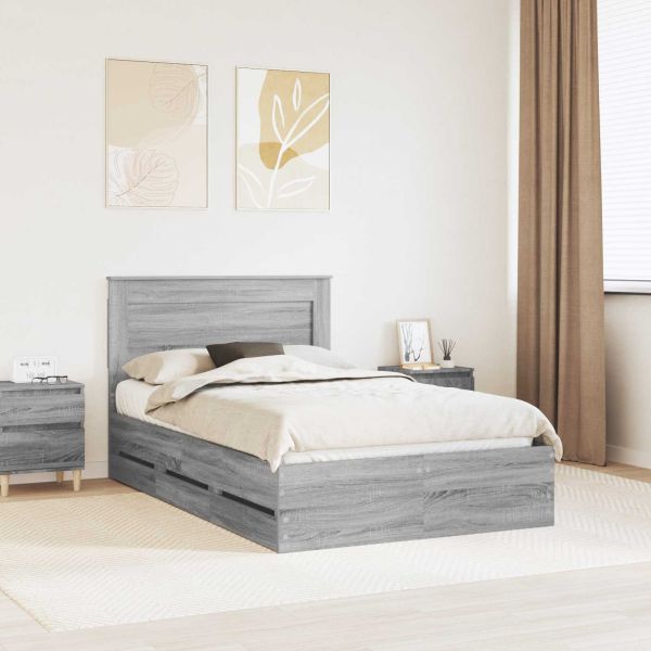 Рамка за легло Сив Сонома 120 x 200 cm Инженерна дървесина