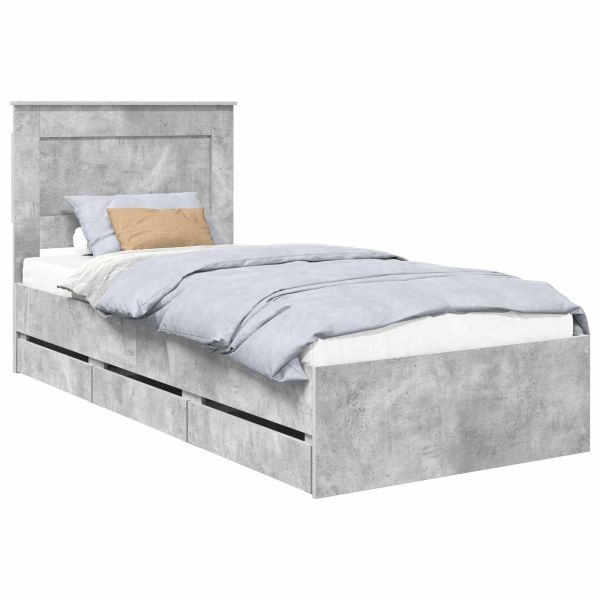 Рамка за легло Циментено сиво 100 x 200 cm Инженерна дървесина