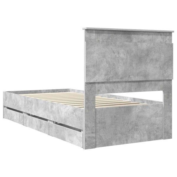 Рамка за легло Циментено сиво 100 x 200 cm Инженерна дървесина
