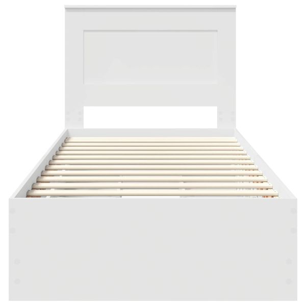 Рамка за легло с чекмедже Бяло 90 x 200 cm Инженерна дървесина