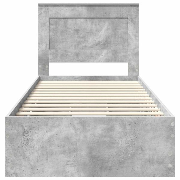 Рамка за легло Циментено сиво 90 x 200 cm Инженерна дървесина