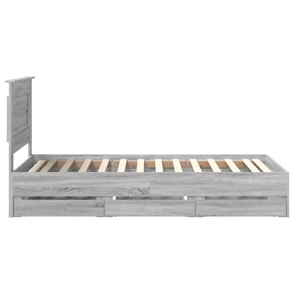 Рамка за легло Сив Сонома 75 x 190 cm Инженерна дървесина