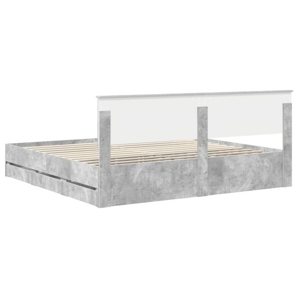 Рамка за легло Циментено сиво 200 x 200 cm Инженерна дървесина