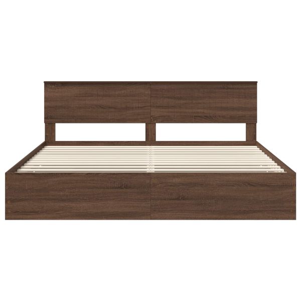 Рамка за легло Кафяв дъб 200 x 200 cm Инженерна дървесина