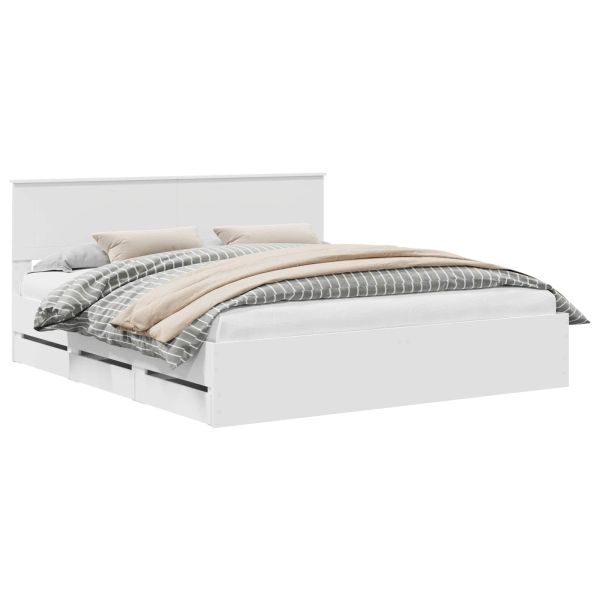 Рамка за легло с чекмедже Бяло 180 x 200 cm Инженерна дървесина