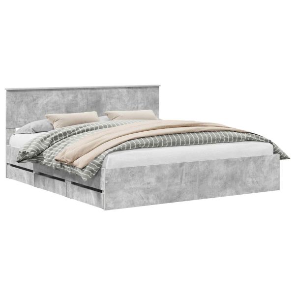 Рамка за легло Циментено сиво 180 x 200 cm Инженерна дървесина