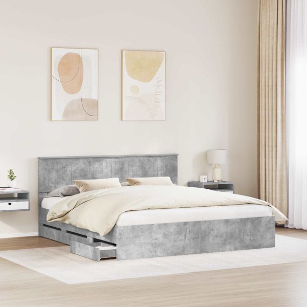Рамка за легло Циментено сиво 180 x 200 cm Инженерна дървесина