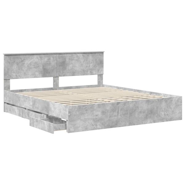 Рамка за легло Циментено сиво 180 x 200 cm Инженерна дървесина