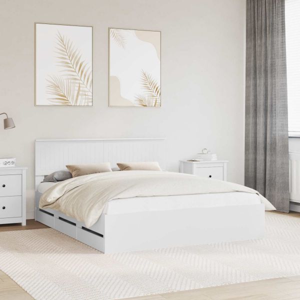 Рамка за легло с чекмедже Бяло 160 x 200 cm Инженерна дървесина