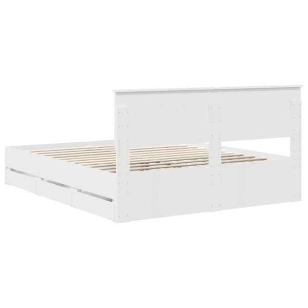 Рамка за легло с чекмедже Бяло 160 x 200 cm Инженерна дървесина