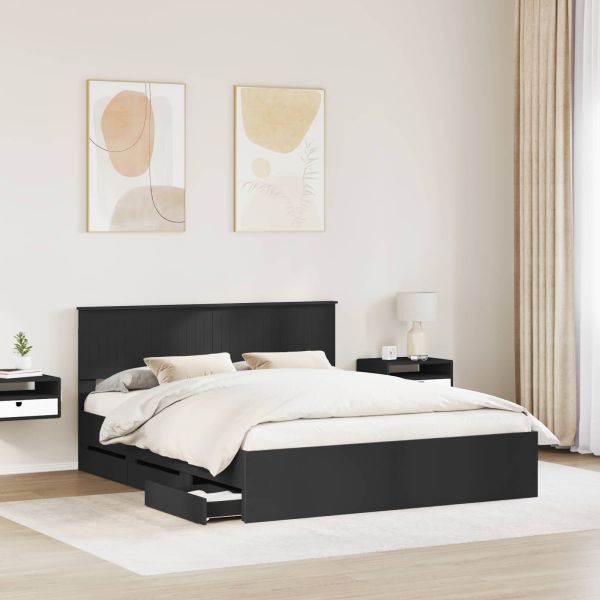 Рамка за легло с таблото Черно 160 x 200 cm Инженерна дървесина
