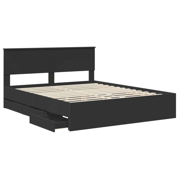 Рамка за легло с таблото Черно 160 x 200 cm Инженерна дървесина