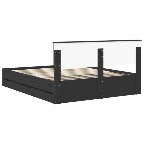 Рамка за легло с таблото Черно 160 x 200 cm Инженерна дървесина