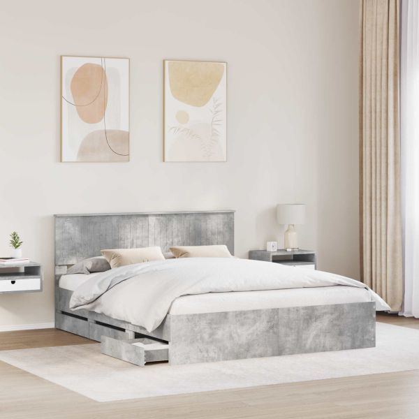 Рамка за легло Циментено сиво 160 x 200 cm Инженерна дървесина