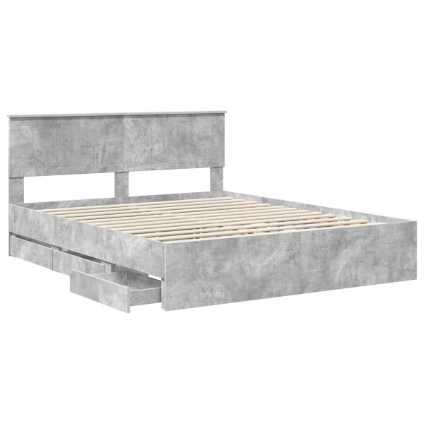 Рамка за легло Циментено сиво 160 x 200 cm Инженерна дървесина