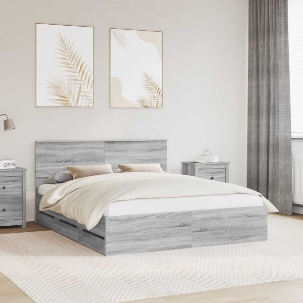 Рамка за легло Сив Сонома 160 x 200 cm Инженерна дървесина
