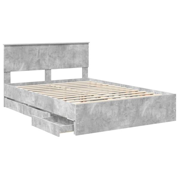 Рамка за легло Циментено сиво 140 x 190 cm Инженерна дървесина
