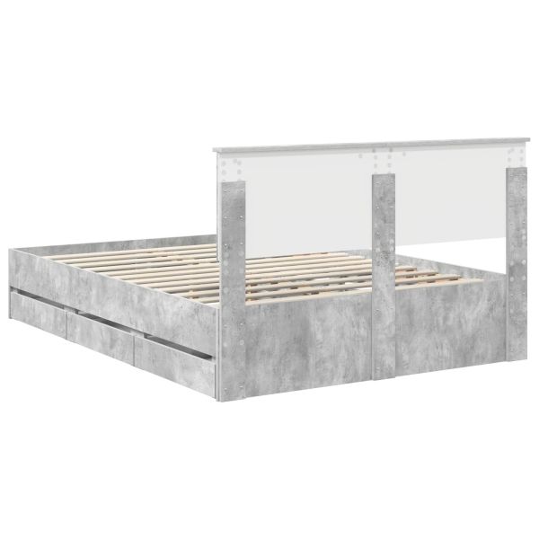 Рамка за легло Циментено сиво 140 x 200 cm Инженерна дървесина