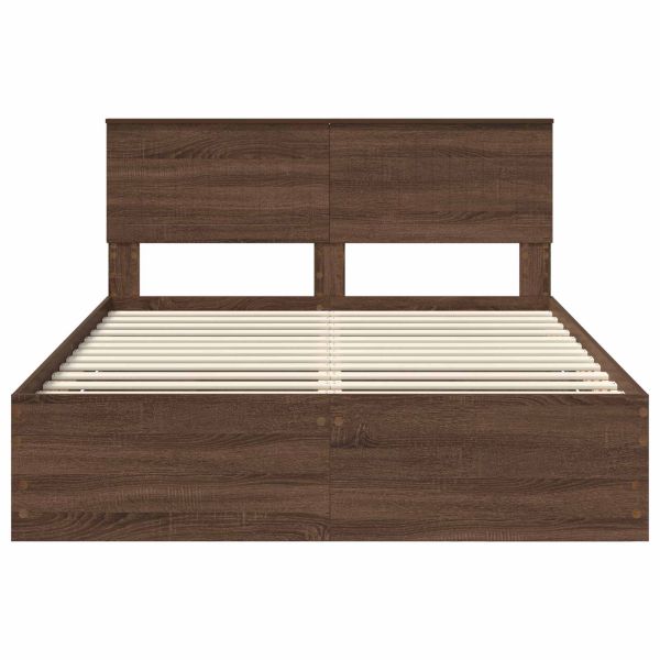 Рамка за легло Кафяв дъб 135 x 190 cm Инженерна дървесина