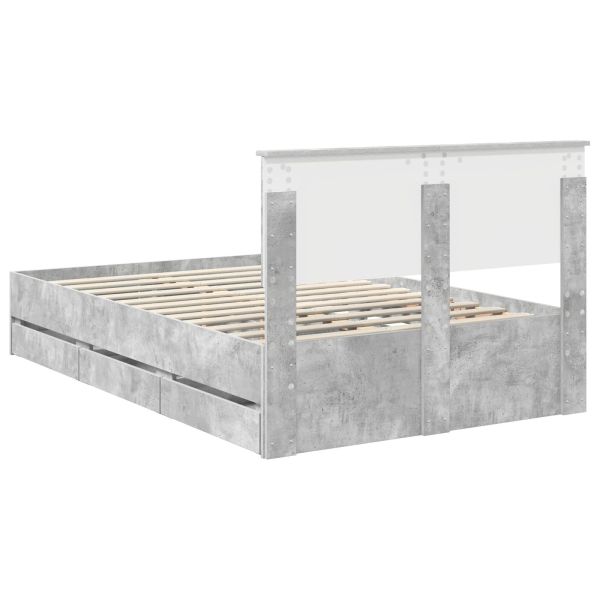 Рамка за легло Циментено сиво 120 x 190 cm Инженерна дървесина