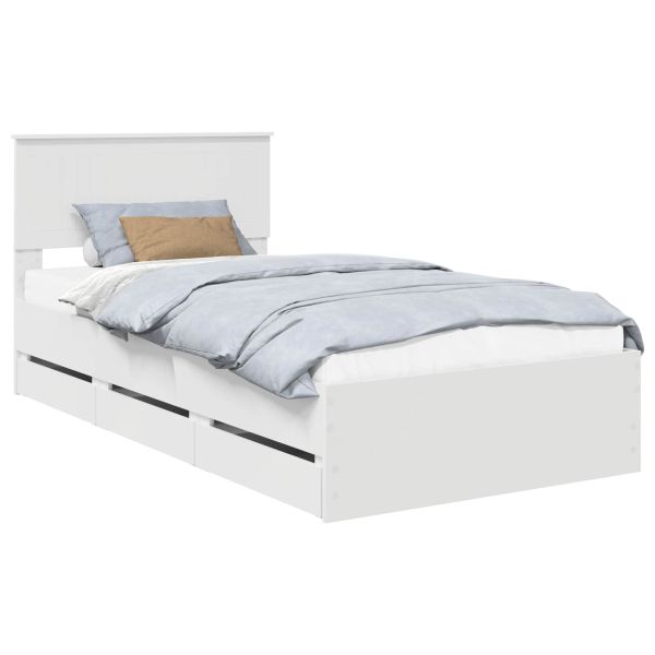 Рамка за легло с чекмедже Бяло 100 x 200 cm Инженерна дървесина