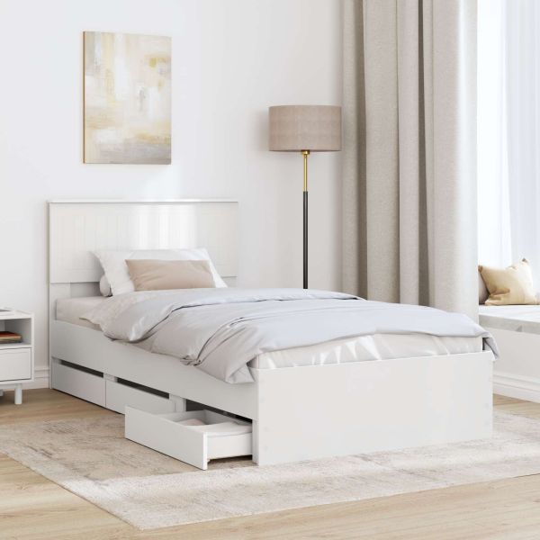 Рамка за легло с чекмедже Бяло 100 x 200 cm Инженерна дървесина