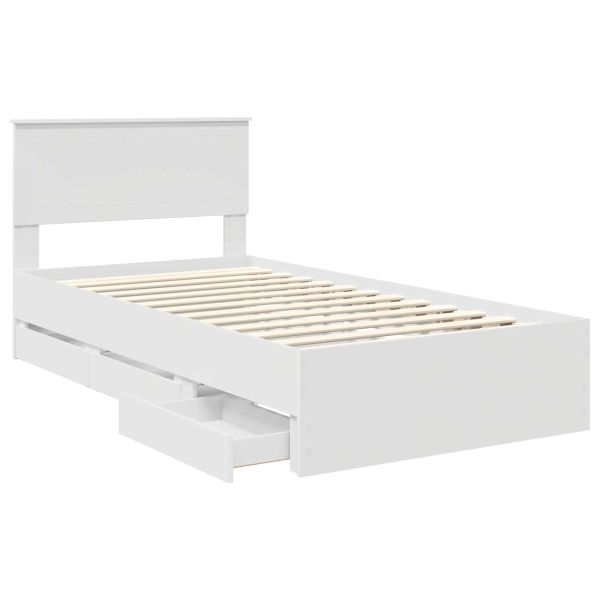 Рамка за легло с чекмедже Бяло 100 x 200 cm Инженерна дървесина