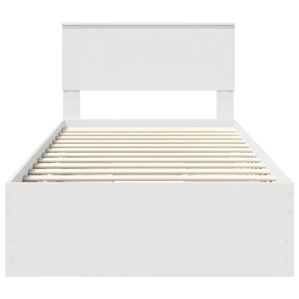 Рамка за легло с чекмедже Бяло 100 x 200 cm Инженерна дървесина