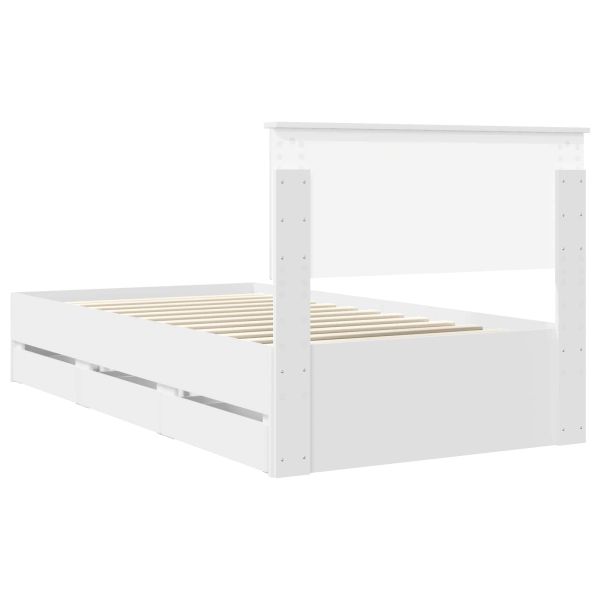 Рамка за легло с чекмедже Бяло 100 x 200 cm Инженерна дървесина
