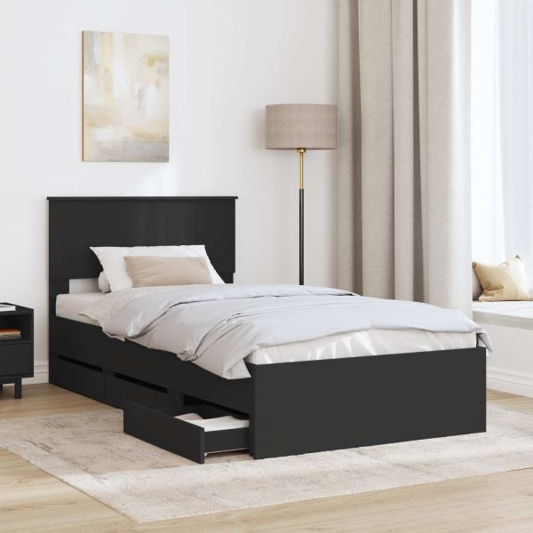 Рамка за легло с таблото Черно 100 x 200 cm Инженерна дървесина
