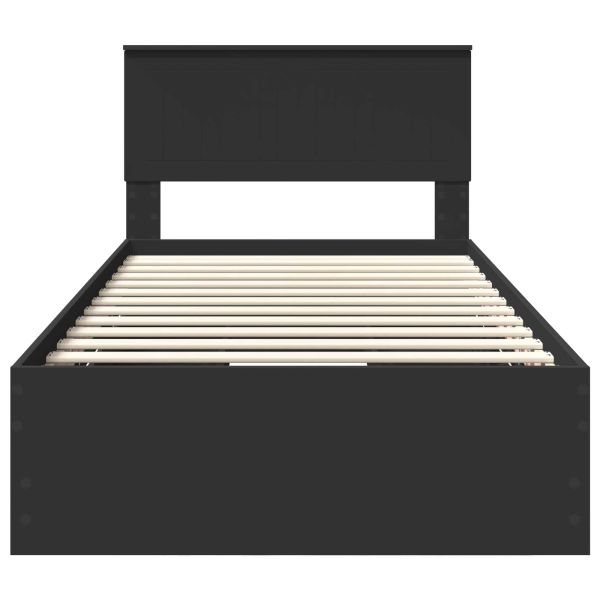 Рамка за легло с таблото Черно 100 x 200 cm Инженерна дървесина