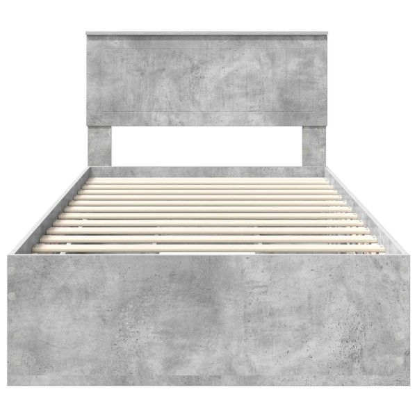 Рамка за легло Циментено сиво 100 x 200 cm Инженерна дървесина