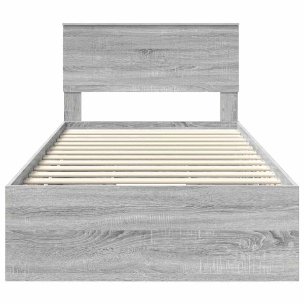 Рамка за легло Сив Сонома 100 x 200 cm Инженерна дървесина