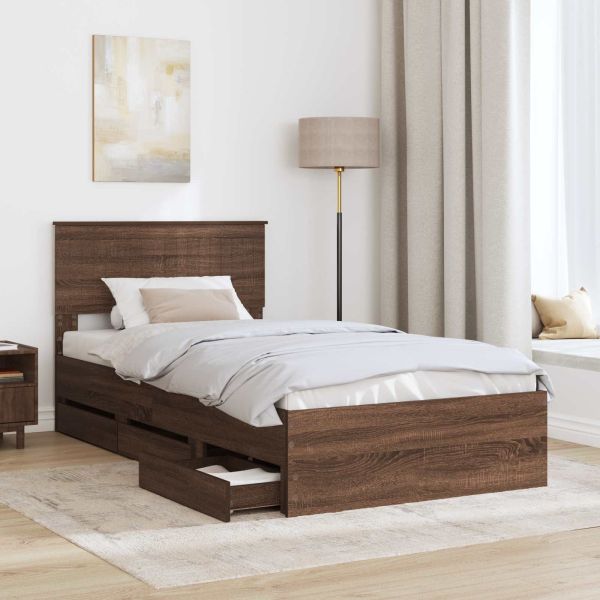 Рамка за легло Кафяв дъб 100 x 200 cm Инженерна дървесина