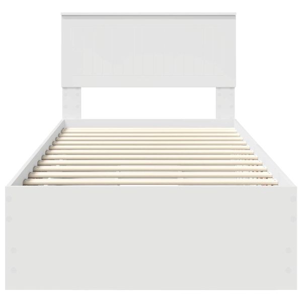 Рамка за легло с чекмедже Бяло 90 x 190 cm Инженерна дървесина