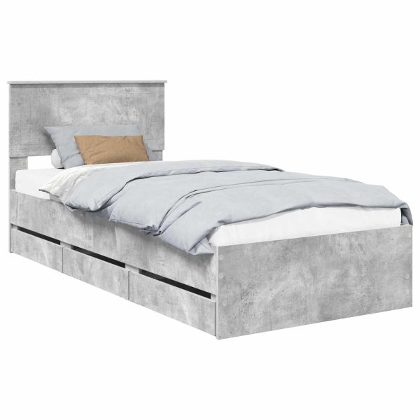 Рамка за легло Циментено сиво 90 x 200 cm Инженерна дървесина