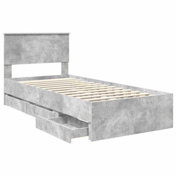 Рамка за легло Циментено сиво 90 x 200 cm Инженерна дървесина