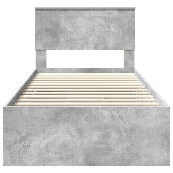 Рамка за легло Циментено сиво 90 x 200 cm Инженерна дървесина