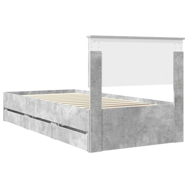 Рамка за легло Циментено сиво 90 x 200 cm Инженерна дървесина