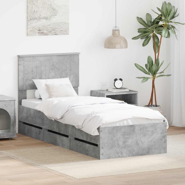 Рамка за легло Циментено сиво 75 x 190 cm Инженерна дървесина
