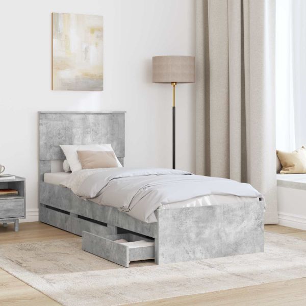 Рамка за легло Циментено сиво 75 x 190 cm Инженерна дървесина