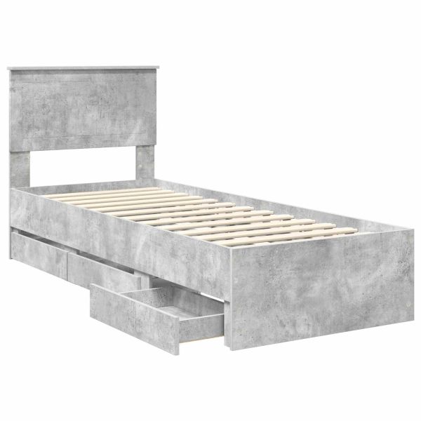 Рамка за легло Циментено сиво 75 x 190 cm Инженерна дървесина