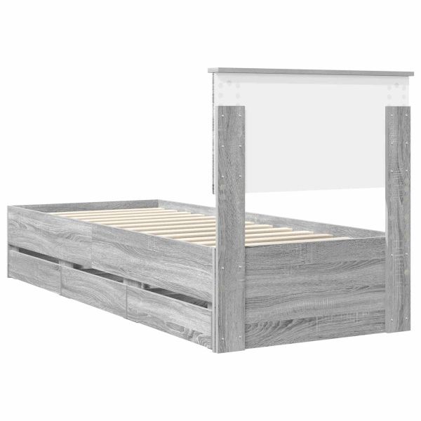Рамка за легло Сив Сонома 75 x 190 cm Инженерна дървесина