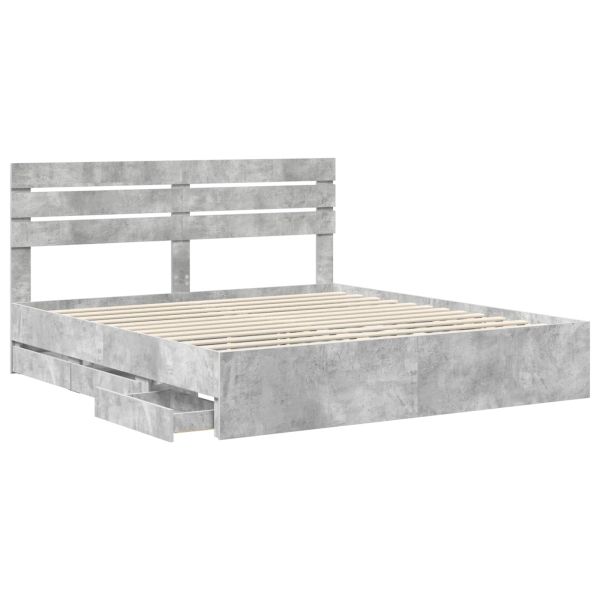 Рамка за легло Циментено сиво 200 x 200 cm Инженерна дървесина