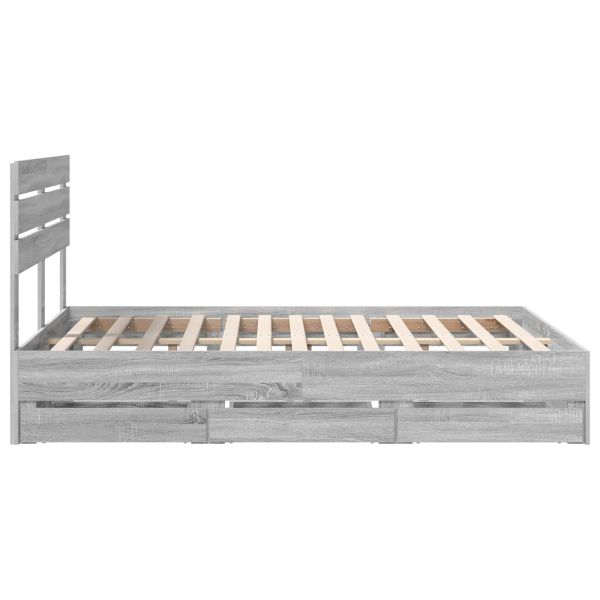 Рамка за легло Сив Сонома 160 x 200 cm Инженерна дървесина