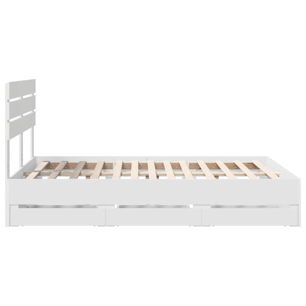 Рамка за легло с чекмедже Бяло 140 x 190 cm Инженерна дървесина