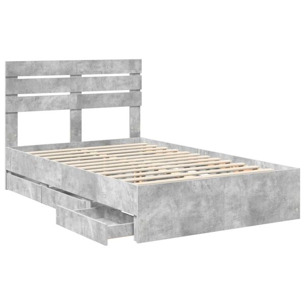 Рамка за легло Циментено сиво 135 x 190 cm Инженерна дървесина