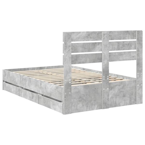 Рамка за легло Циментено сиво 135 x 190 cm Инженерна дървесина