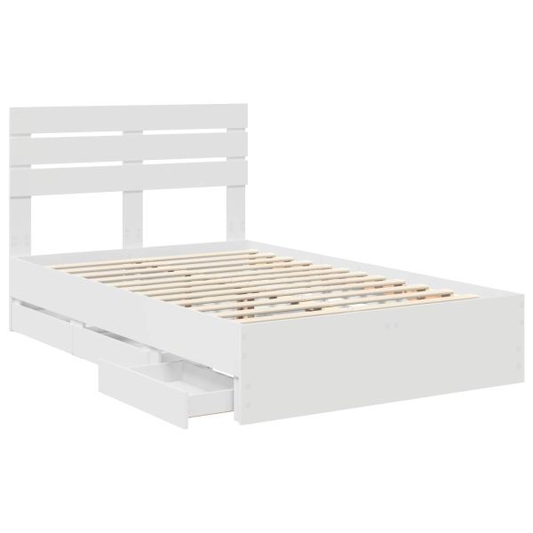 Рамка за легло с чекмедже Бяло 120 x 200 cm Инженерна дървесина